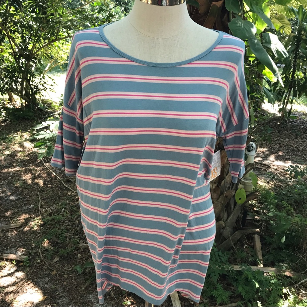 LulaRoe Irma Striped Blue and Pink NWT XS Tunic